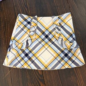Janie and Jack Plaid Ruffle Mini Skirt in Yellow & Blue